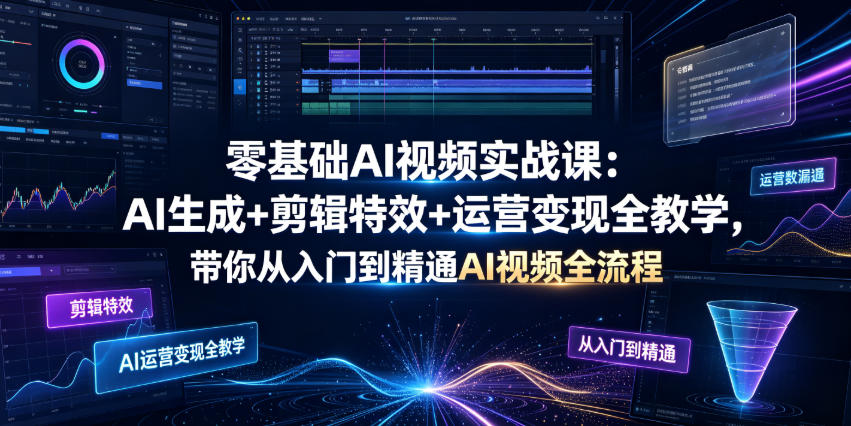 零基础AI视频实战课：AI生成+剪辑特效+运营变现全教学，带你从入门到精通AI视频全流程-御文网