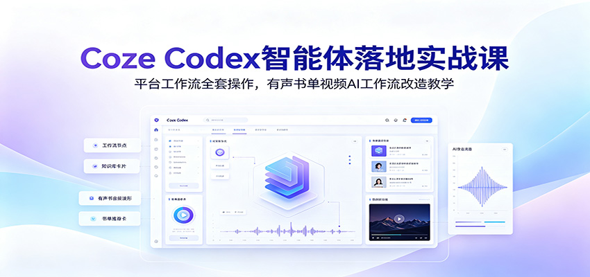Coze Codex智能体落地实战课：平台工作流全套操作，有声书单视频AI工作流改造教学-御文网