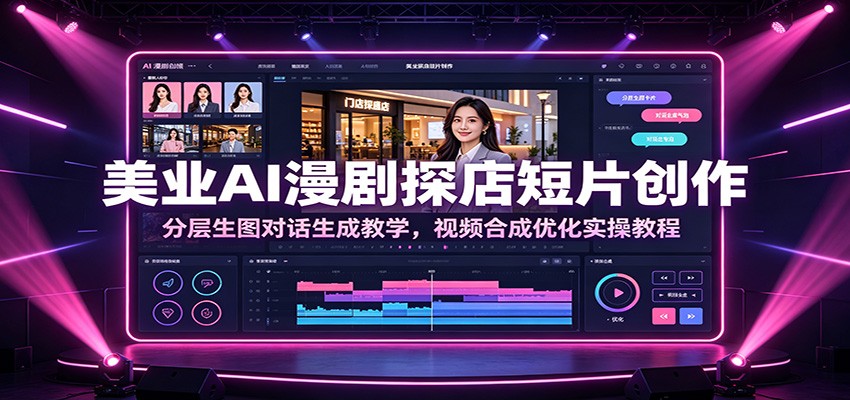美业AI漫剧探店短片创作：分层生图对话生成教学，视频合成优化实操教程-御文网