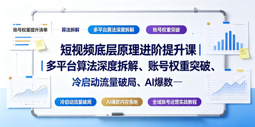 短视频底层原理进阶提升课｜多平台算法深度拆解、账号权重突破、冷启动流量破局、AI爆款内容落地与全域账号运营实战教程-御文网