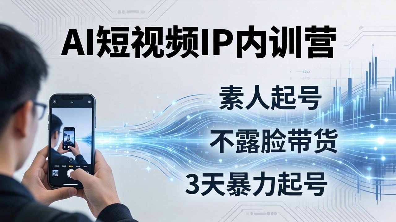 2026AI短视频IP内训营-更新：从素人起号到不露脸带货，3天暴力起号全流程拆解-御文网