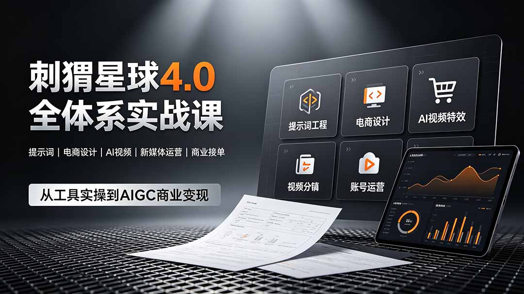 刺猬星球4.0全体系实战课，覆盖提示词工程、电商设计、AI视频特效与新媒体运营，一站式掌握AIGC商业核心技能-御文网