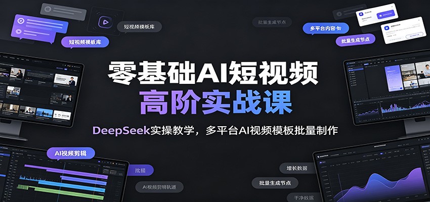 零基础AI短视频高阶实战课：DeepSeek实操教学，多平台AI视频模板批量制作-御文网