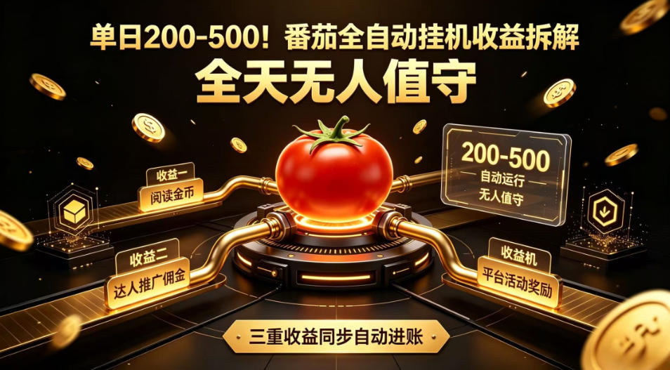 单日200-500！番茄全自动挂G收益拆解，全天无人值守，矩阵操作收益翻倍【揭秘】-御文网
