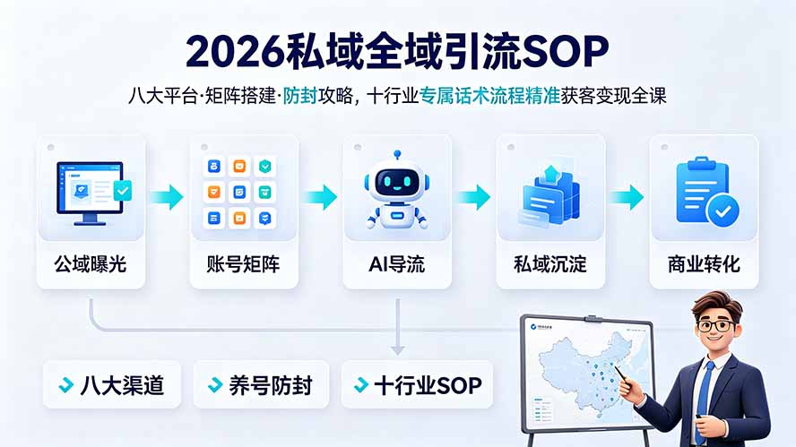 2026私域全域引流SOP｜八大平台·矩阵搭建·防封攻略，十行业专属话术流程精准获客变现全课-御文网