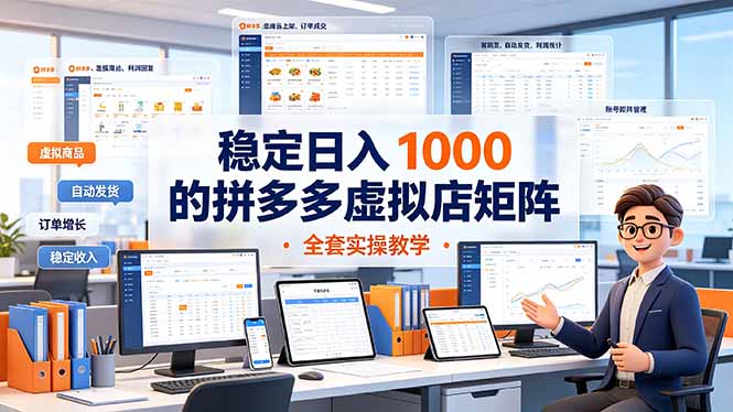 稳定日入 1000 的拼多多虚拟店矩阵,全套实操教学-御文网