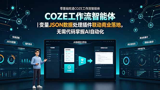 零基础吃透COZE工作流智能体|变量JSON数据处理插件联动商业落地,无需代码掌握AI自动化-御文网