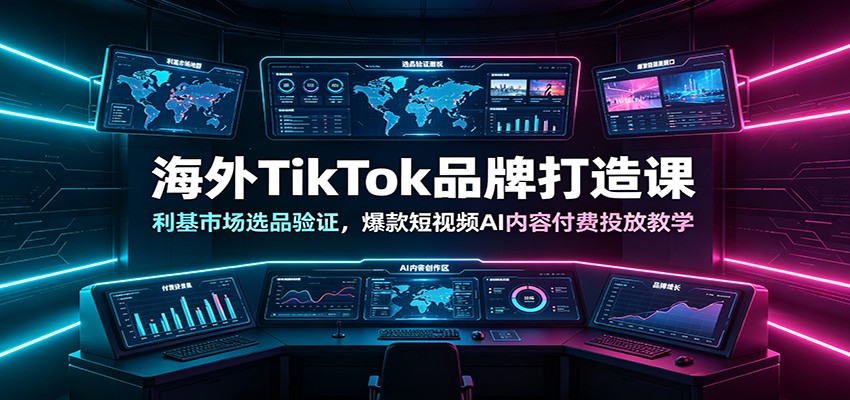 海外TikTok品牌打造课:利基市场选品验证,爆款短视频AI内容付费投放教学-御文网