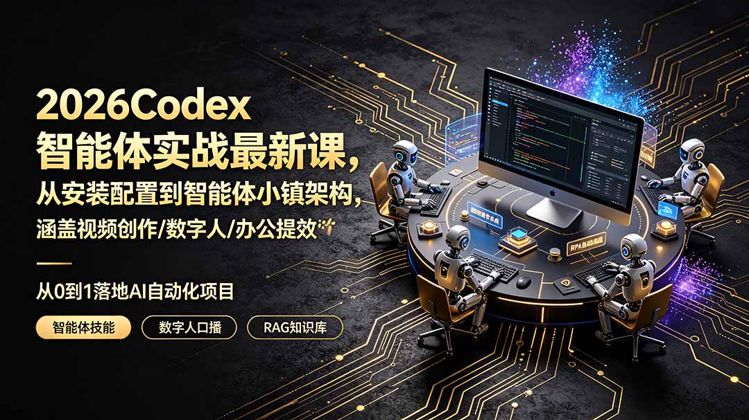 2026Codex智能体实战最新课，从安装配置到智能体小镇架构，涵盖视频创作/数字人/办公提效全技能-御文网