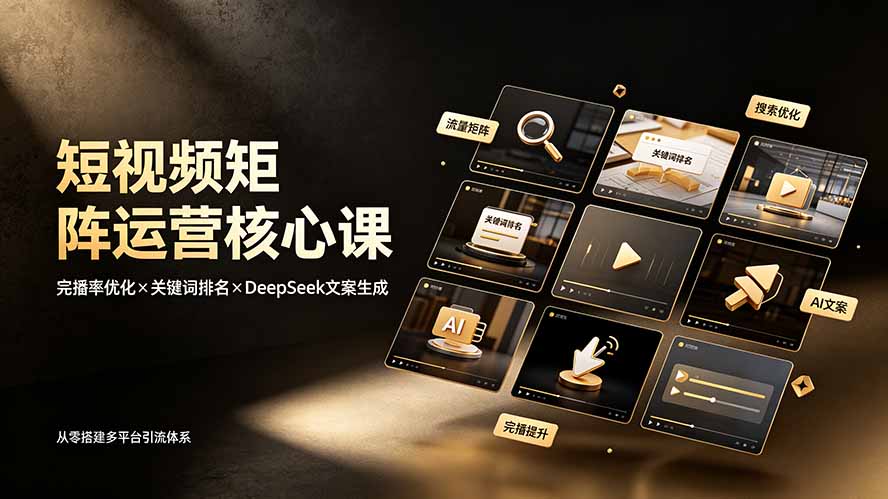 短视频矩阵运营核心课:完播率优化×关键词排名×DeepSeek文案生成,从零搭建多平台引流体系-御文网