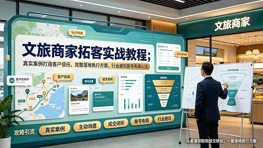 文旅商家拓客实战教程;真实案例打造客户信任,完整落地执行方案,行业避坑账号布局心法-御文网