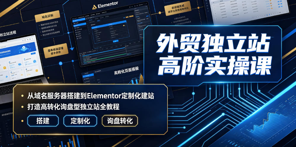 外贸独立站高阶实操课｜从域名服务器搭建到Elementor定制化建站，打造高转化询盘型独立站全教程-御文网