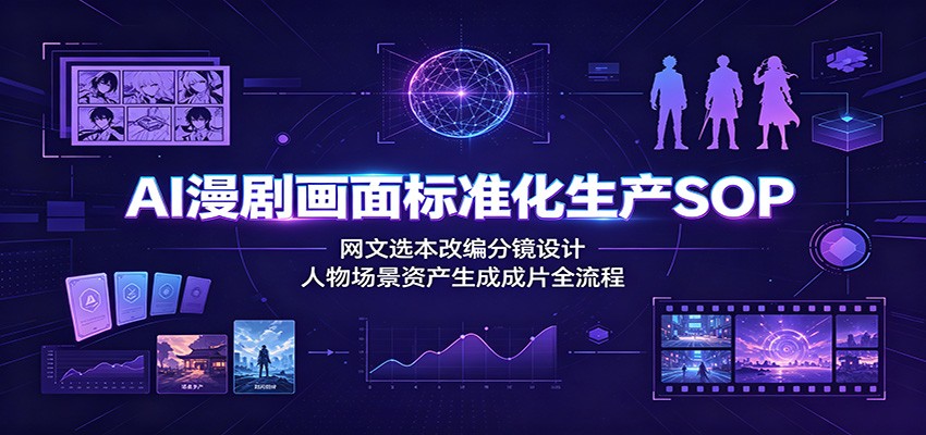 AI漫剧画面标准化生产SOP：网文选本改编分镜设计，人物场景资产生成成片全流程-御文网
