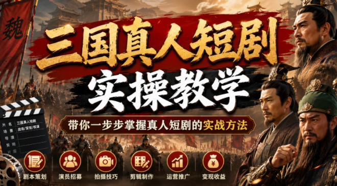 三国真人短剧实操教学，带你一步步掌握真人短剧的实战方法-御文网