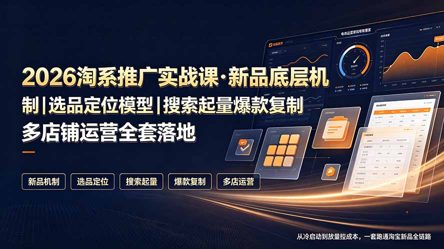 2026淘系推广实战课·新品底层机制|选品定位模型|搜索起量爆款复制多店铺运营全套落地教程-御文网