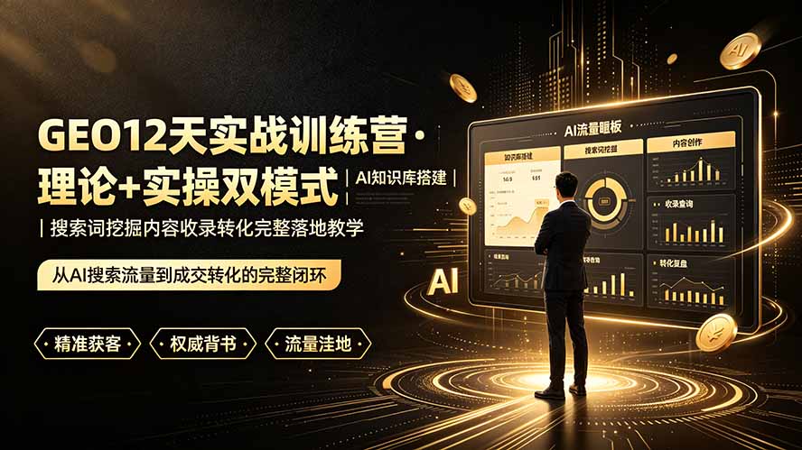 GEO12天实战训练营·理论+实操双模式｜AI知识库搭建｜搜索词挖掘内容收录转化完整落地教学-御文网