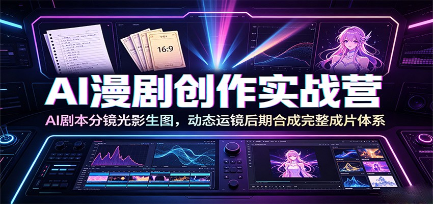 AI漫剧创作实战营：AI剧本分镜光影生图，动态运镜后期合成完整成片体系-御文网
