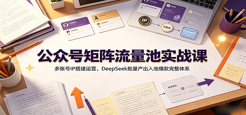公众号矩阵流量池实战课：多账号IP搭建运营，DeepSeek批量产出入池爆款完整体系-御文网