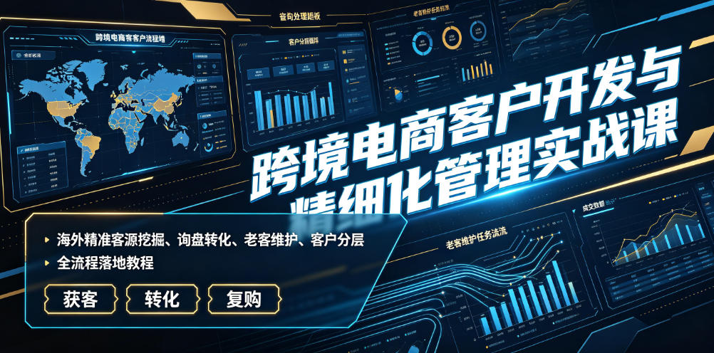 跨境电商客户开发与精细化管理实战课｜海外精准客源挖掘、询盘转化、老客维护、客户分层全流程落地教程-御文网