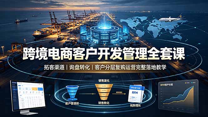 跨境电商客户开发管理全套课·拓客渠道｜询盘转化｜客户分层复购运营完整落地教学-御文网