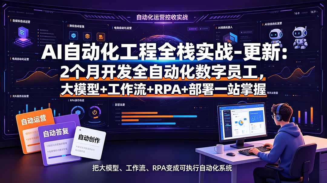 AI自动化工程全栈实战-更新：2个月开发全自动化数字员工，大模型+工作流+RPA+部署一站式掌握-御文网