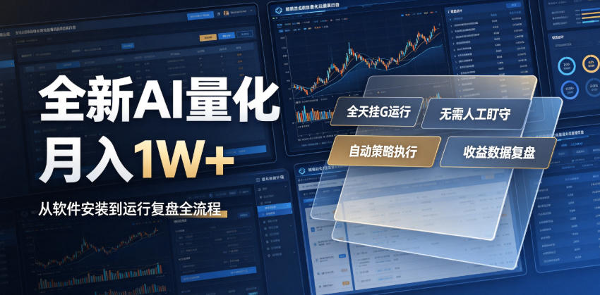 全新AI量化月入1W+，一台电脑全天挂G运行，不用盯不用操作，懒人专属副业！【揭秘】-御文网