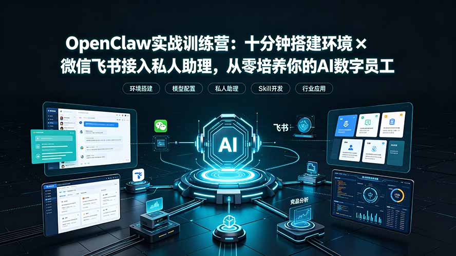 OpenClaw实战特训营：十分钟搭建环境×微信飞书接入私人助理，从零培养你的AI数字员工-御文网
