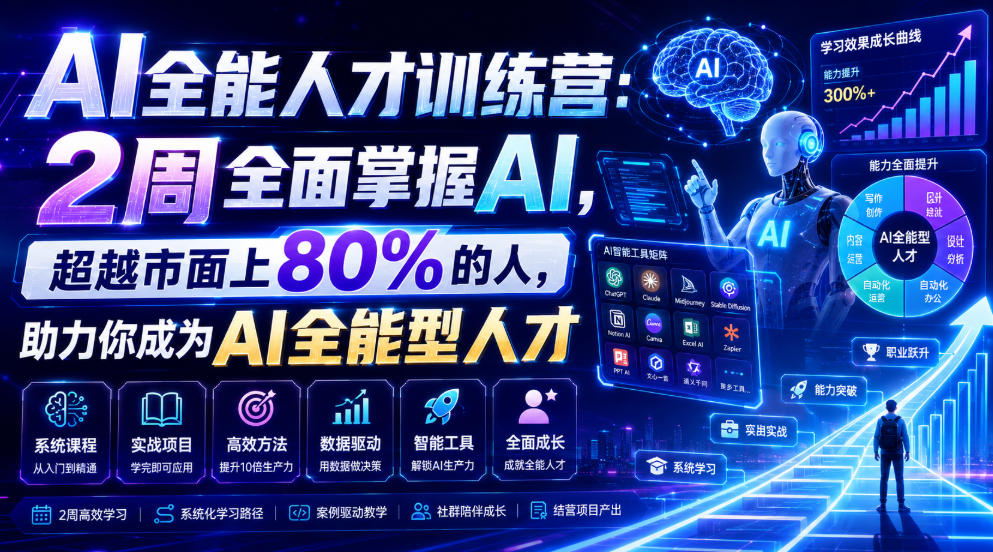 AI全能人才训练营：2周全面掌握AI，超越市面上80%的人，助力你成为AI全能型人才-御文网
