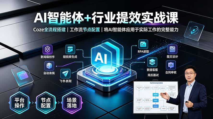 AI智能体+行业提效实战课·Coze全流程搭建｜工作流节点配置｜将AI智能体应用于实际工作的完整能力-御文网