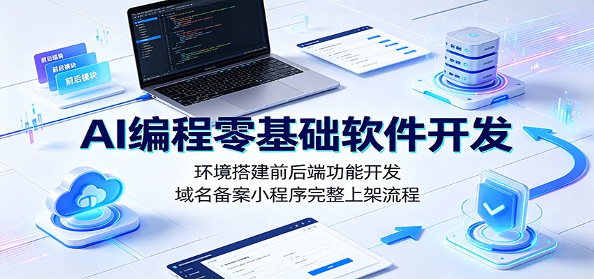 AI编程零基础软件开发：环境搭建前后端功能开发，域名备案小程序完整上架流程-御文网