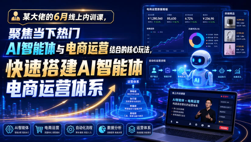 某大佬的6月线上内训课，聚焦当下热门AI智能体与电商运营结合的核心玩法，快速搭建AI智能体电商运营体系-御文网