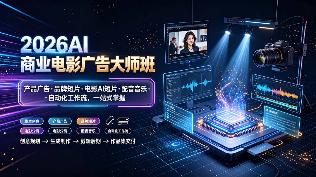 2026AI商业电影广告大师班:产品广告·品牌短片·电影AI短片·配音音乐·自动化工作流,一站式掌握-御文网