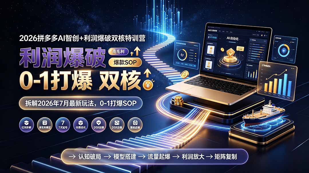 2026拼多多AI智创+利润爆破双核特训营-拆解2026年7月最新玩法,0-1打爆SOP-御文网