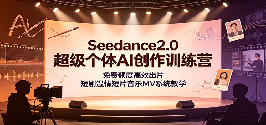 Seedance2.0超级个体AI创作训练营:免费额度高效出片,短剧温情短片音乐MV系统教学-御文网