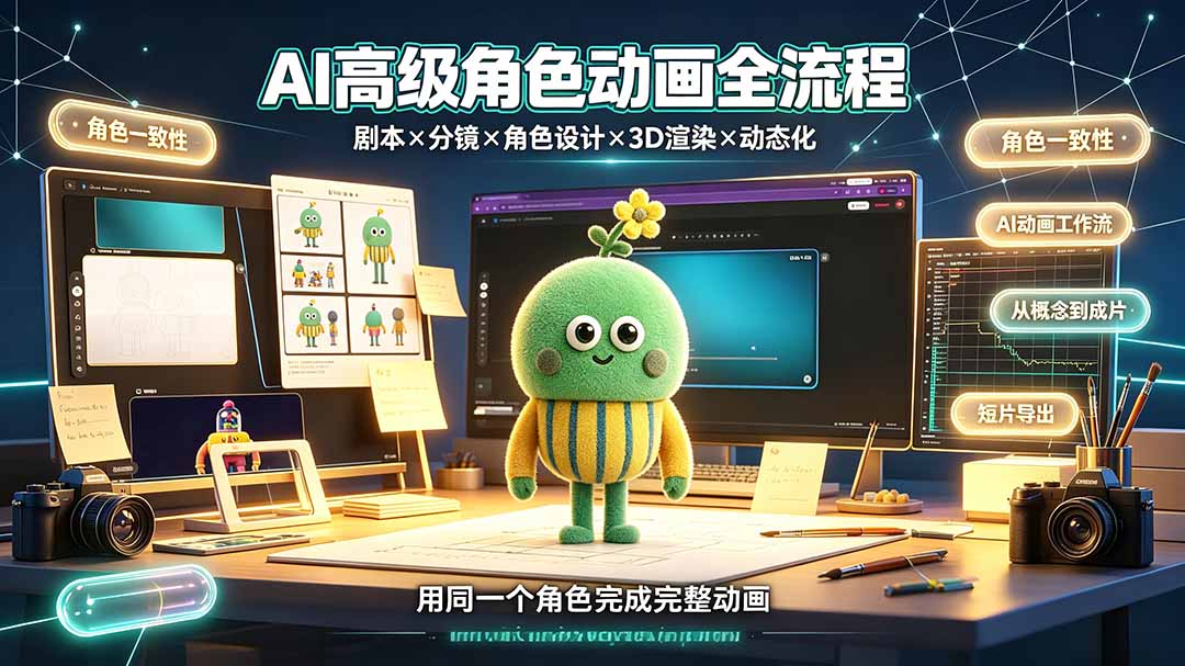 AI高级角色动画全流程：剧本×分镜×角色设计×3D渲染×动态化，从概念到成片一站式教学-御文网