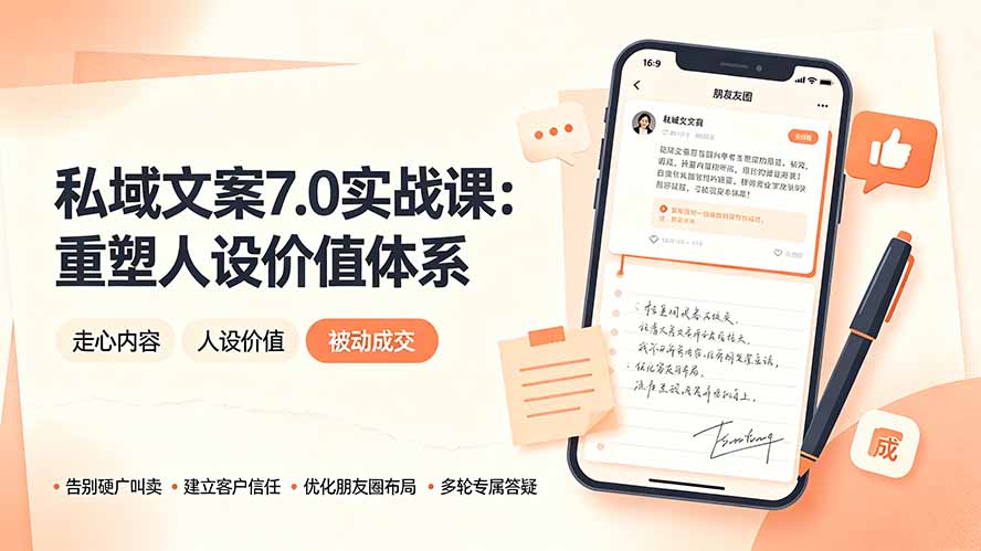私域文案实战课7.0:重塑人设价值体系|-告别硬广推销×走心内容×自我价值塑造,实现被动成交-御文网