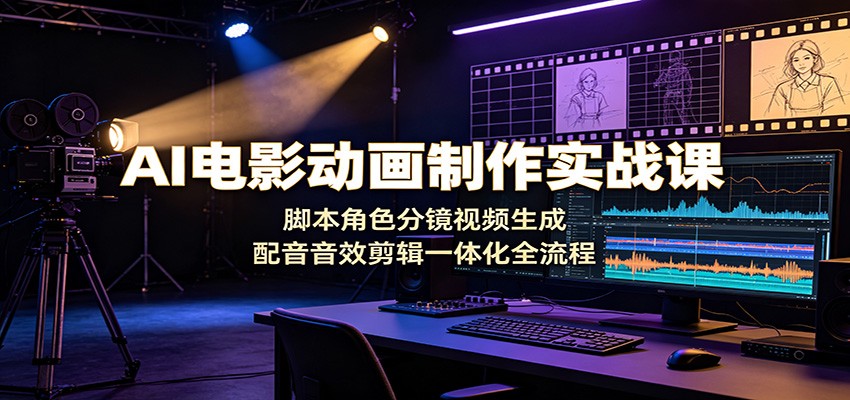 AI电影动画制作实战课:脚本角色分镜视频生成,配音音效剪辑一体化全流程-御文网