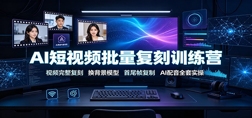 AI短视频批量复刻训练营:视频完整复刻,换背景模型、首尾帧复制、AI配音全套实操-御文网
