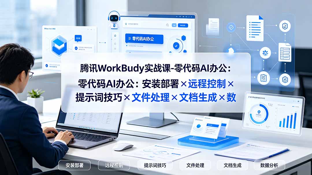 腾讯WorkBuddy实战课-零代码AI办公：安装部署×远程控制×提示词技巧×文件处理×文档生成×数据分析-御文网