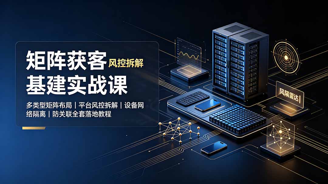 矩阵获客基建实战课:多类型矩阵布局|平台风控拆解|设备网络隔离|防关联全套落地教程-御文网