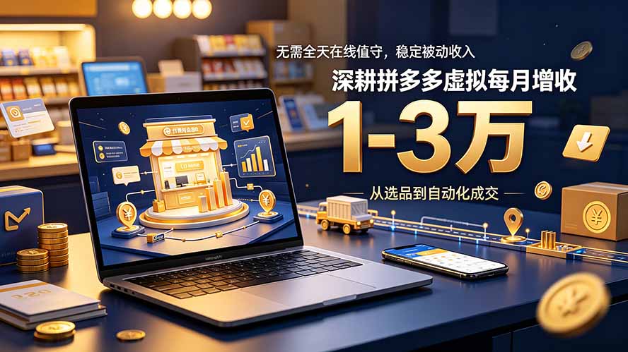 无需全天在线值守，稳定被动收入，深耕拼多多虚拟每月增收 1-3 万-御文网