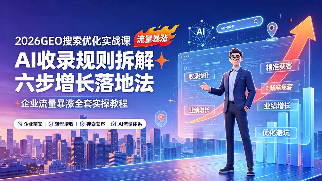 2026GEO搜索优化实战课：AI收录规则拆解｜六步增长落地法｜企业流量暴涨全套实操教程-御文网