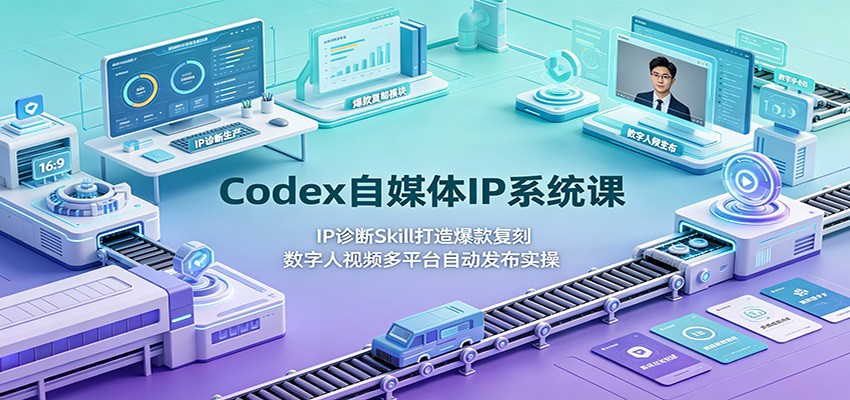 Codex自媒体IP系统课:IP诊断Skill打造爆款复刻,数字人视频多平台自动发布实操-御文网