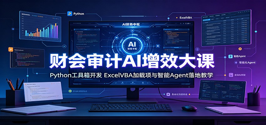 财会审计AI增效大课:Python工具箱开发,ExcelVBA加载项与智能Agent落地教学-御文网