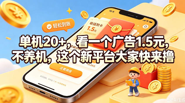 单机20+,看一个广告1.5米,不养机,这个新平台大家快来撸【揭秘】-御文网