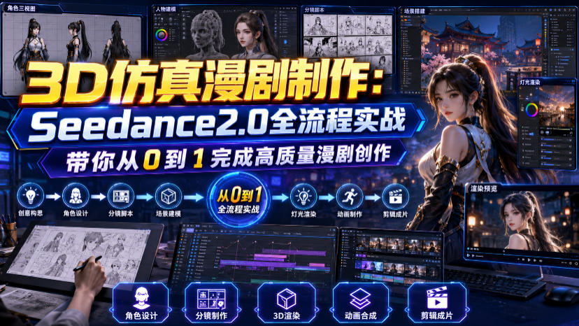 3D仿真漫剧制作：Seedance2.0全流程实战，带你从0到1完成高质量漫剧创作-御文网