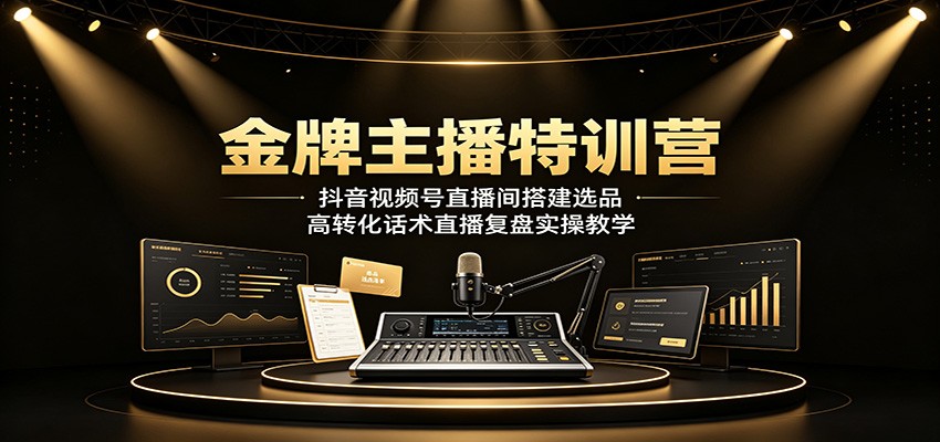 金牌主播特训营:抖音视频号直播间搭建选品,高转化话术直播复盘实操教学-御文网