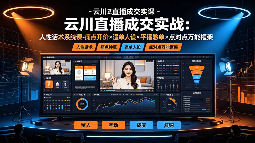云川直播成交实战：人性话术系统课-痛点种草×塑品开价×逼单人设×平播憋单×点对点万能框架-御文网