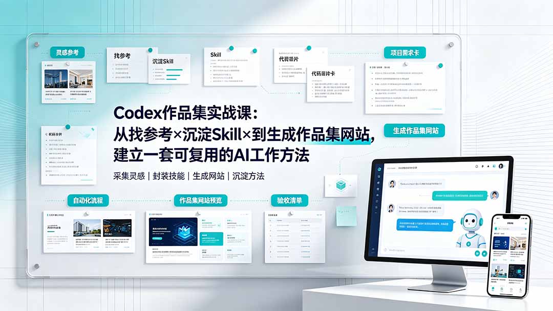 Codex作品集实战课:从找参考×沉淀Skill×到生成作品集网站,建立一套可复用的AI工作方法-御文网