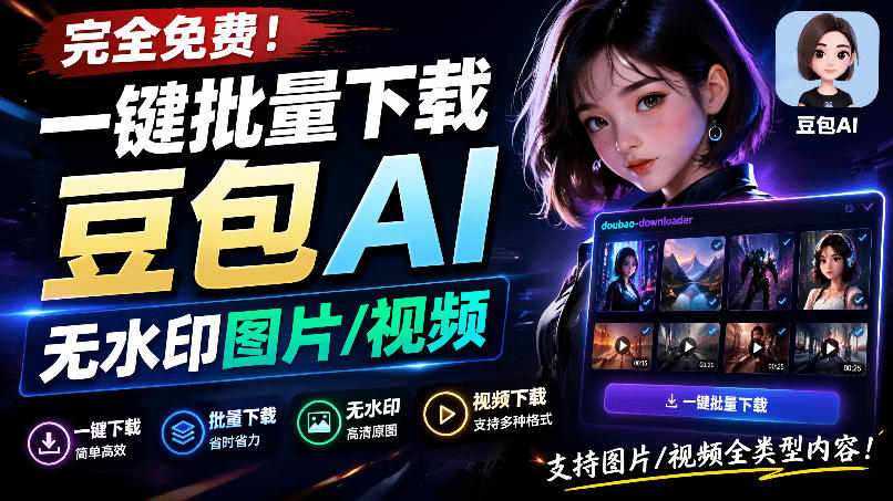 Github最新发布!一键批量下载豆包AI无水印图片/视频,简单易用,自动解析提示词,doubao-downloader-御文网